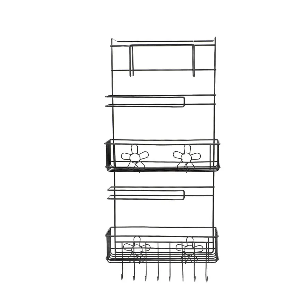 

1Pcs Refrigerator Hanging Iron Storage Rack Black Double-Layer Shelf Kitchen Spice Holder Multifunction Organizer Rust Resistant