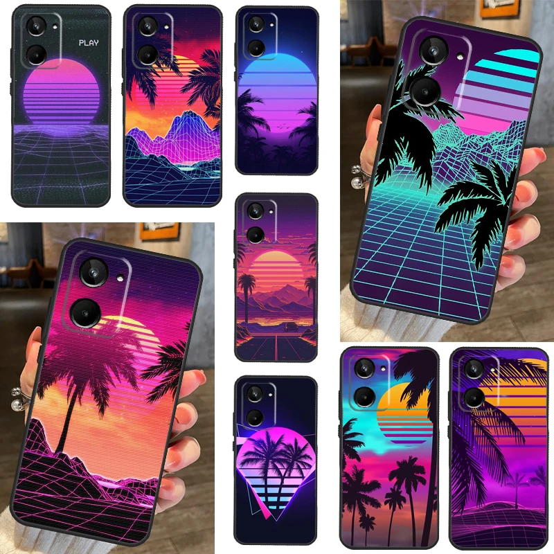 Synthwave Retro 80s Neon Case For Realme C33 C55 C21Y C25Y C35 C31 C30 C21 C11 GT Neo 5 2 3 T GT3 8 9 10 Pro Plus