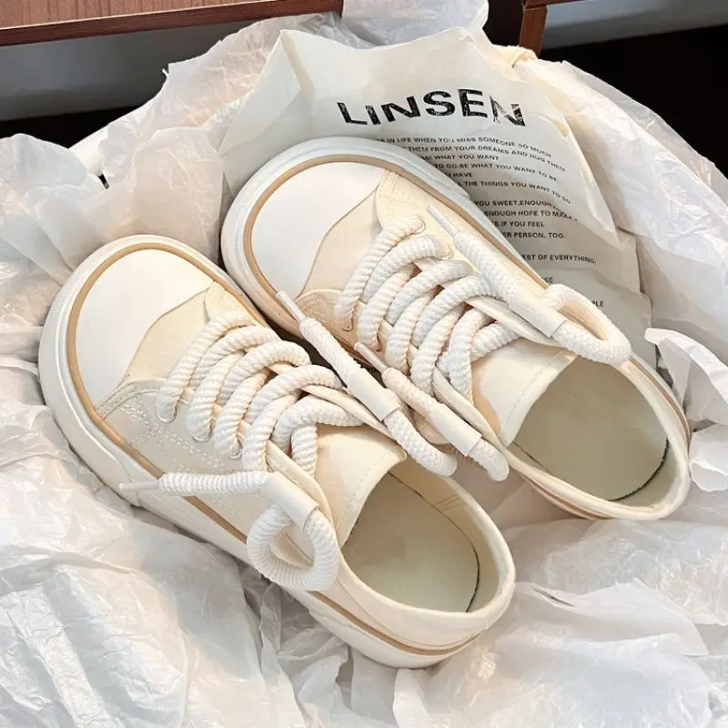 Canvas Shoes for Women 2025 Spring New Edition Original Ugly and Cute Mango Head Student Half Dragged Little White Shoes