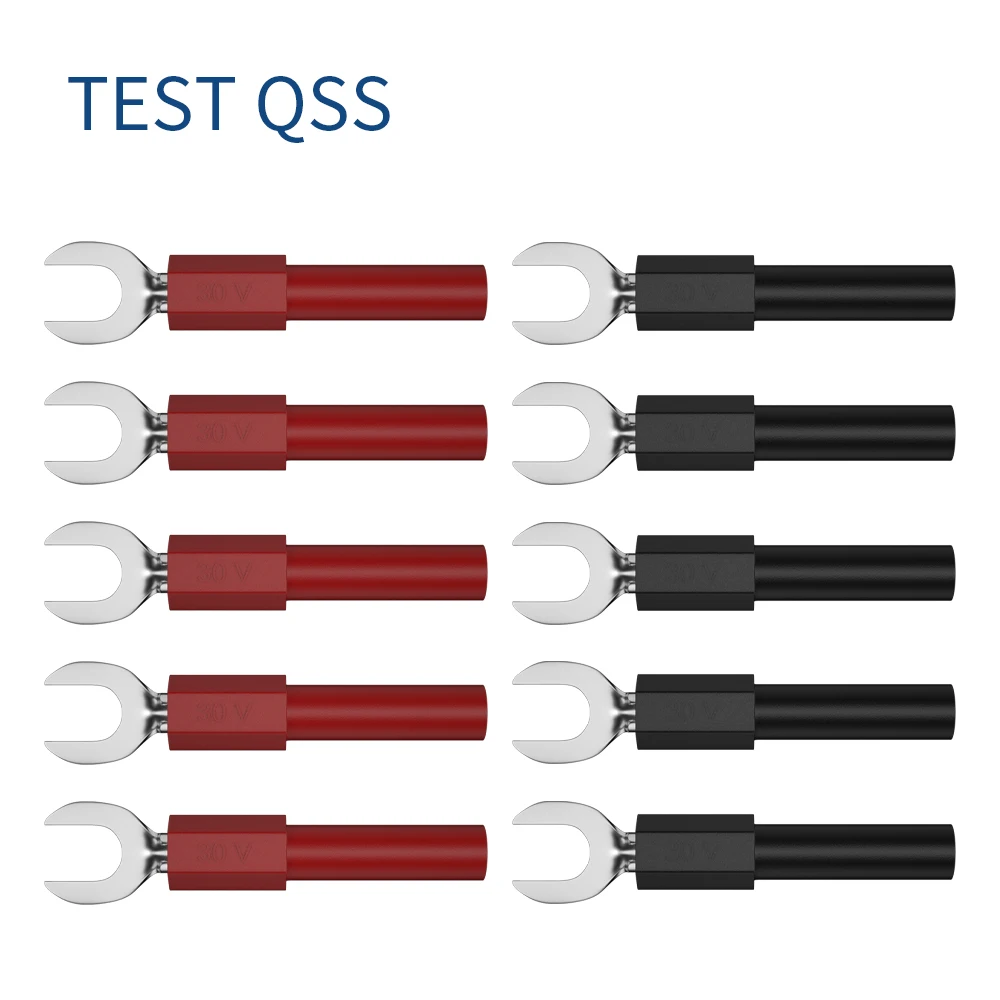 QSS 10PCS 6MM Insulated Fork Spade U-Type Wire Connector Electrical Crimp Terminal Y Spade Plug Copper Banana Socket 4MM Q.20016