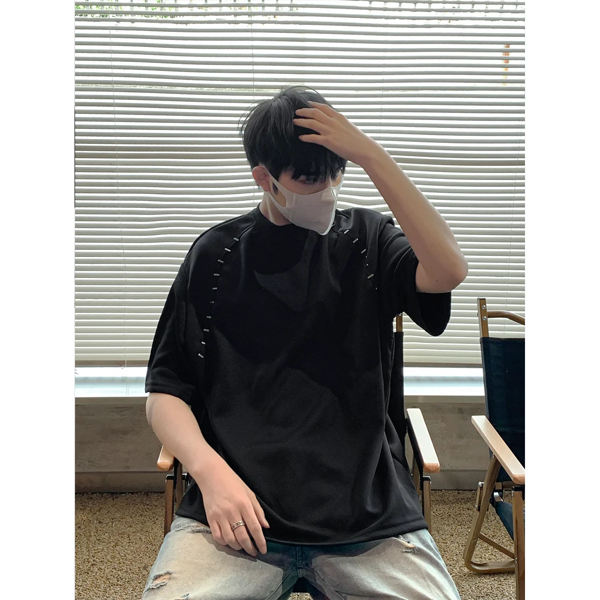 

Мужская футболка свободного кроя с круглым вырезом из дышащего хлопка для лета, модная повседневная базовая модель для подростков, нижняя одежда