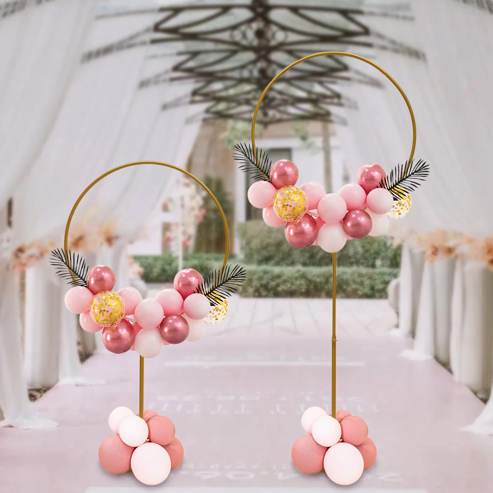 2pcs 60cm Round Balloon Lead Bracket for Wedding, Birthday Party Supplies Graduation Photo Background Decor