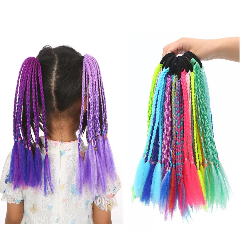 1 PCS New Girls Dirty Braids Colorful Twist Tie Wigs Ponytail Kids Hair Accessories Headbands Rubber Bands Princess Headwear