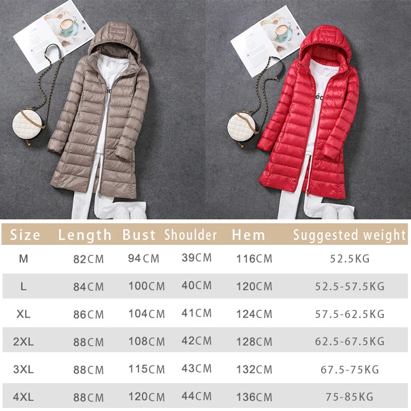 Women Classic Puffer Jackets Ultralight Duck Down Jacket New Autumn Winter Warm Portable Hooded Coat Female Windbreaker Parka