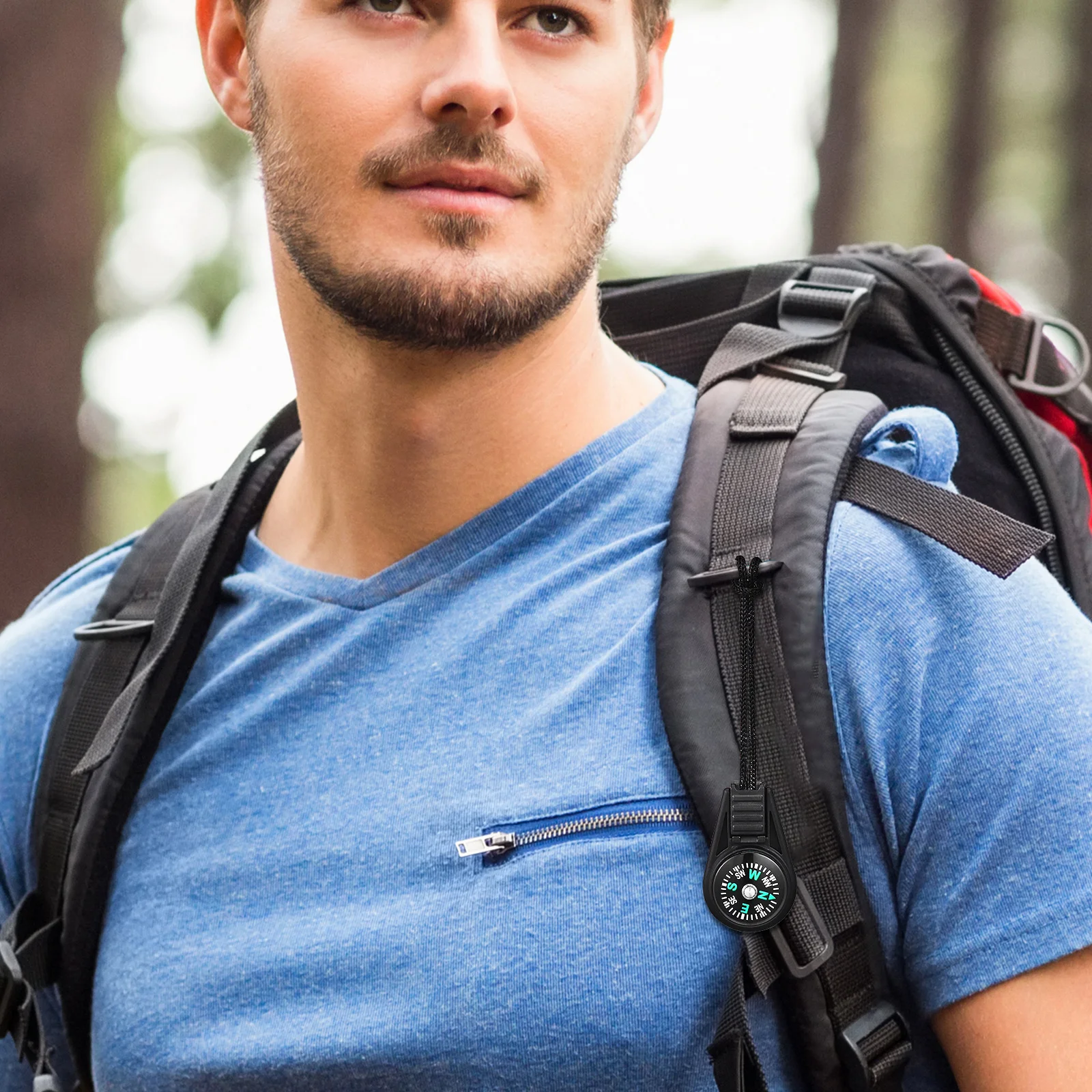 

20 Pcs Outdoor Compass Camping Keychain Car Dashboard Lanyard Party Favors Bulk Button Compasses for Classroom