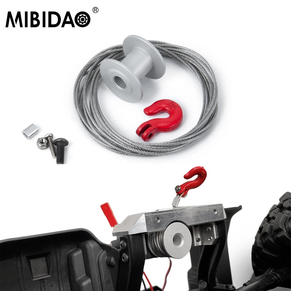 MIBIDAO Front Bumper Mount 25T Steering Gear Servo Winch Wheel Suitable for 1/10 RC Crawler TRX-4