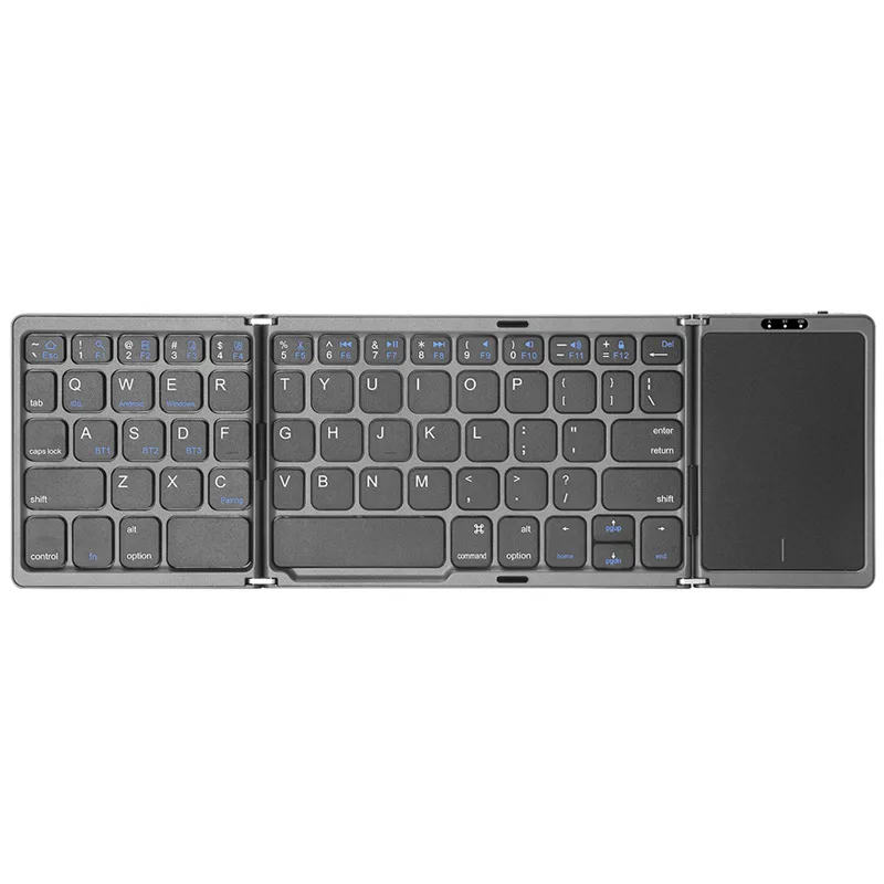 3-voudig toetsenbord Mini draadloos toetsenbord Opvouwbaar dubbel Bluetooth-toetsenbord met touchpad voor Windows Android IOS iPad-telefoon