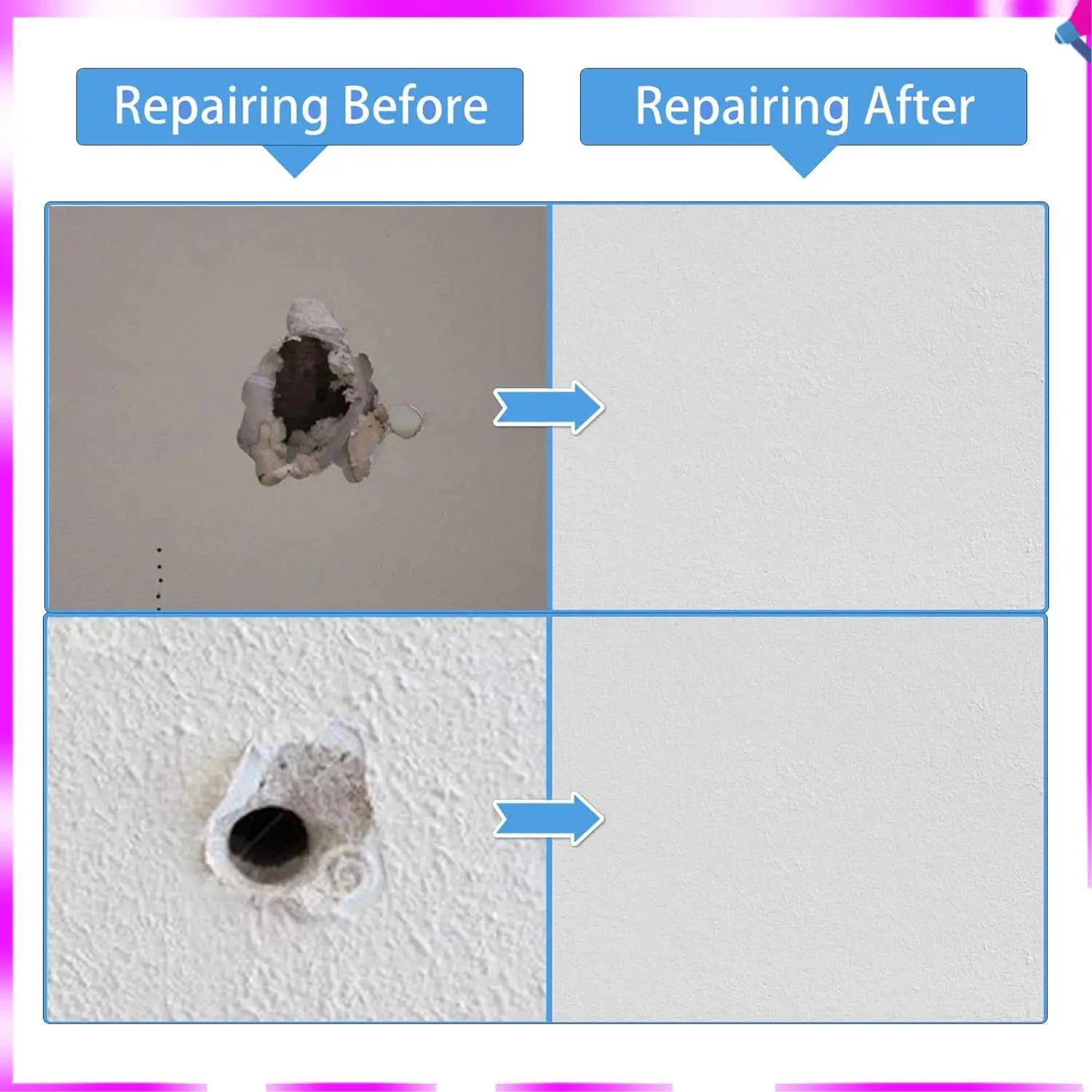 N96R Drywall Repair Kit 16 Piece Drywall Patches Aluminum Drywall Patch Repair Kit (2/4/6/8 Inch)