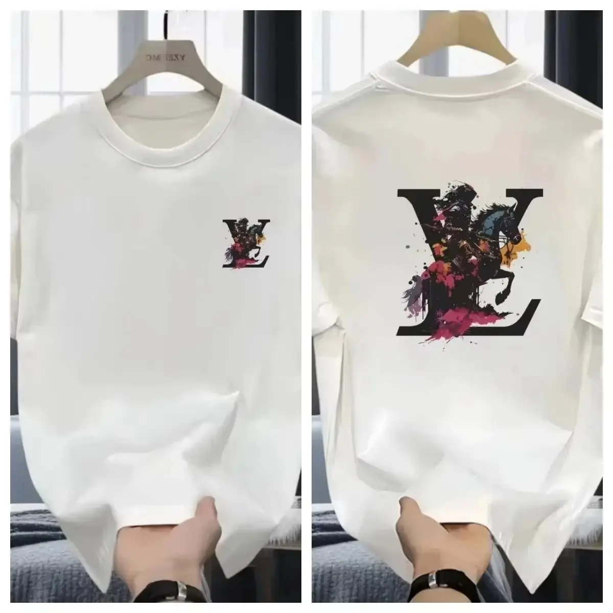

2025 mannen Katoenen T-shirt Modemerk Brief Afdrukken Korte mouwen Paar T-shirt Casual kinderen ouder-kind Kleding