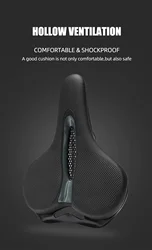 MTB Bike Saddle Breathable Big Butt Cushion Leather Surface Seat Mountain Bicycle Shock Absorbing Hollow Cushion