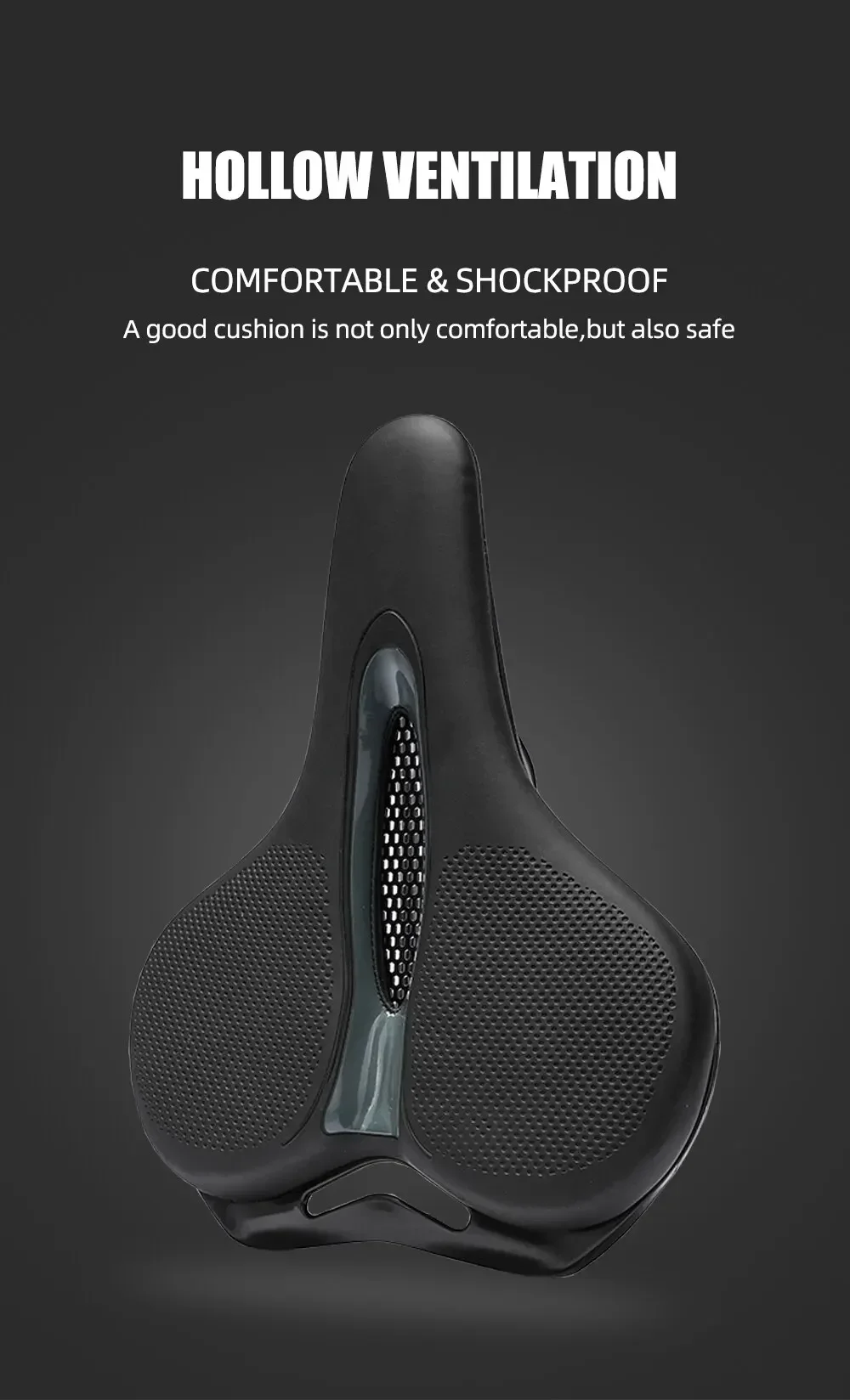 MTB Bike Saddle Breathable Big Butt Cushion Leather Surface Seat Mountain Bicycle Shock Absorbing Hollow Cushion