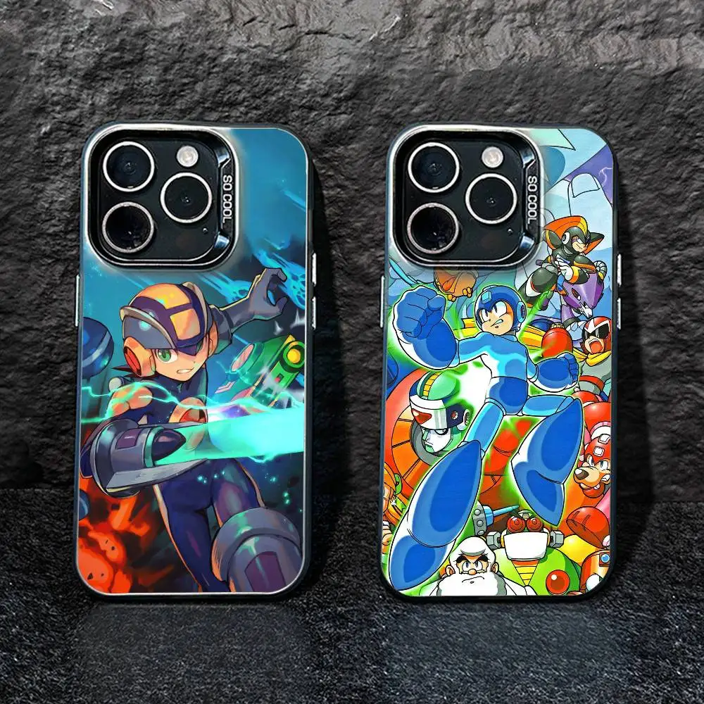 

H-Mega Man Anime Phone Case For iPhone 17,16,15,14,13,12,Pro MAX Black Matte Shockproof Cover