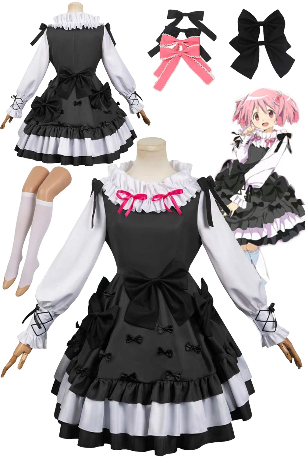 

Kaname Madoka Cosplay Lolita Dress Costume Anime Puella Magi Cosplay Madoka Magica Roleplay Outfits Women Halloween Suits