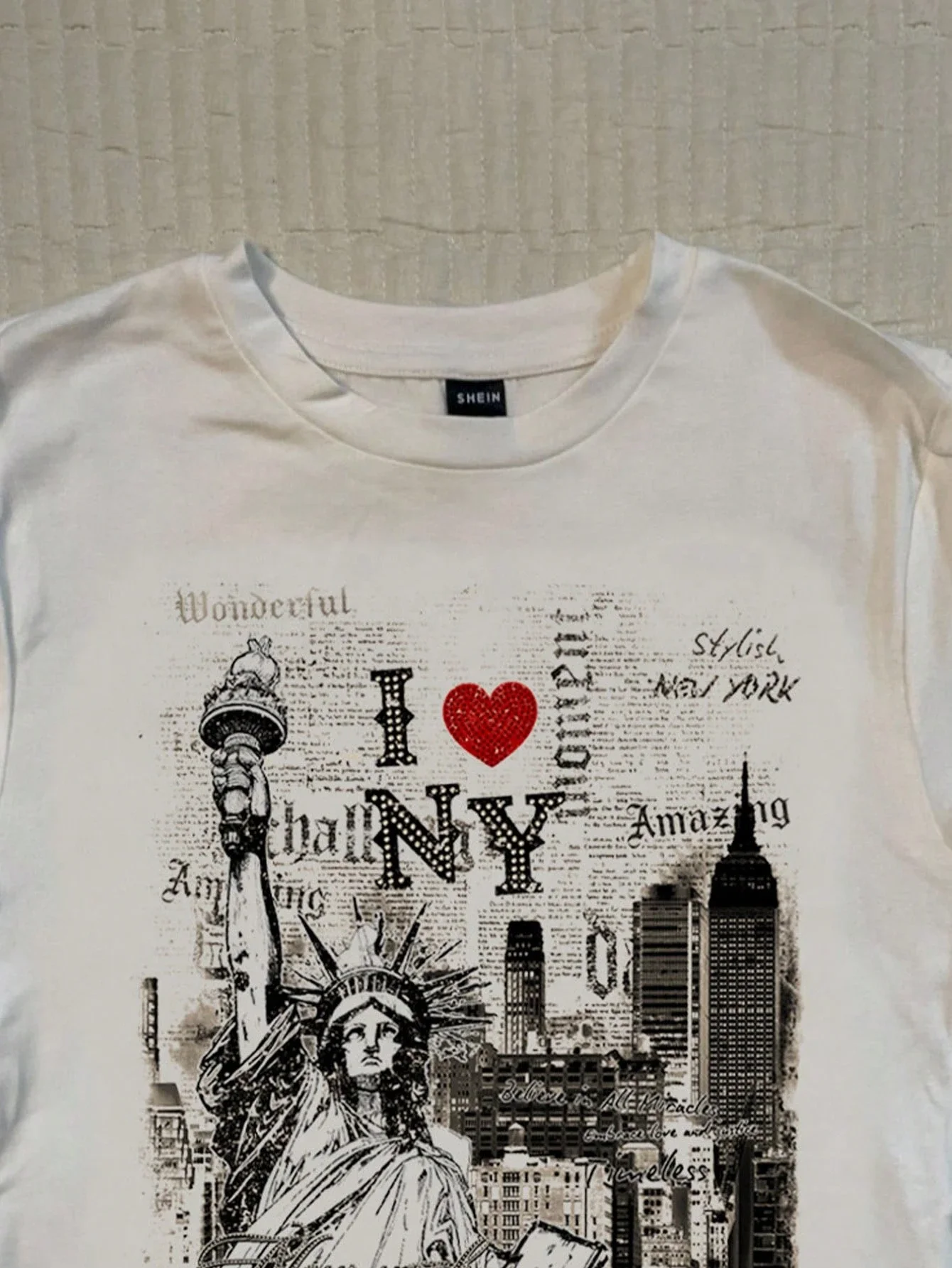 

Винтажная футболка с графическим принтом I Love NY, женская футболка с изображением Статуи Свободы и Нью-Йорка, с круглым вырезом и короткими рукавами