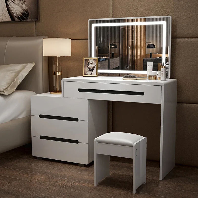 

Big Size Bedroom Vanity Table Makeup Mirror Desk Chair Storage Cosmetics Dressing Table Organizer Penteadeira Salon Furniture