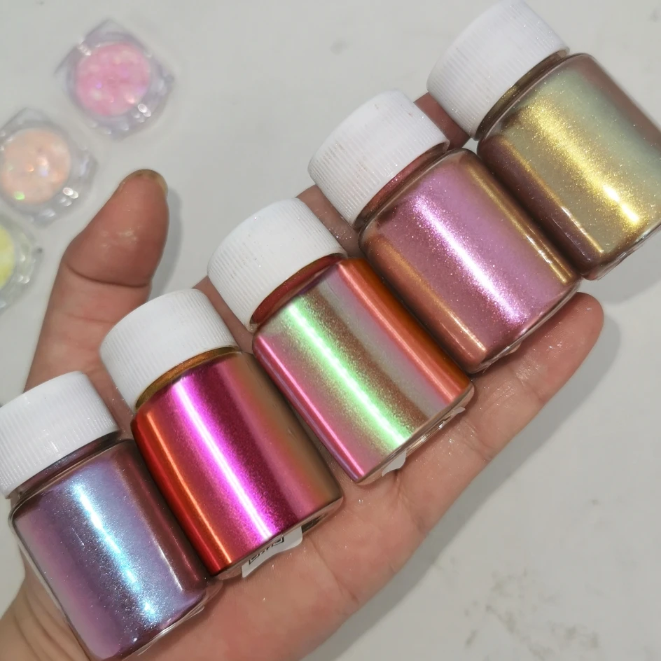 10 COLORI Aurora Neon Shimmer Glitter PoWDER Holo Ice Muscle Specchio Effetto Sfregamento Polvere Arcobaleno Sirena Manicure Immersione Powde