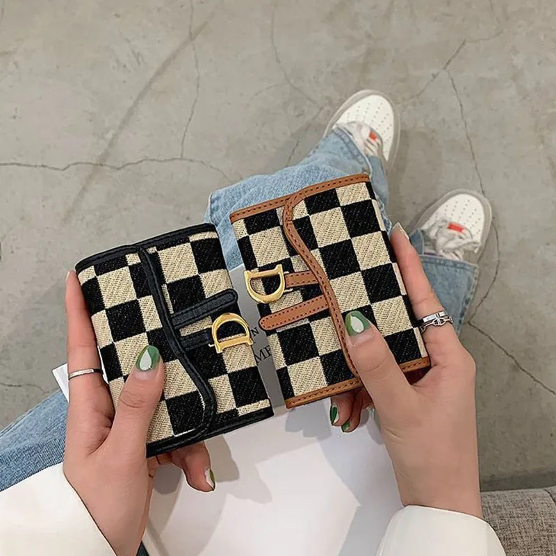 2026 New Women's Fashion Exquisite Checkered Card Bag Zero Wallet,Luxury Premium Leather Zipper Zero Wallet, Cute Mini Wallet