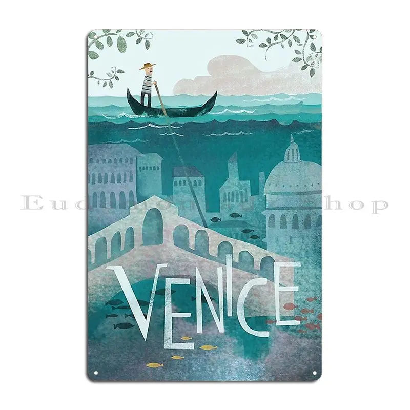 Vinatge Venice Italy Metal Plaque Poster Wall Decor Create Garage Painting Wall Mural Tin Sign Poster