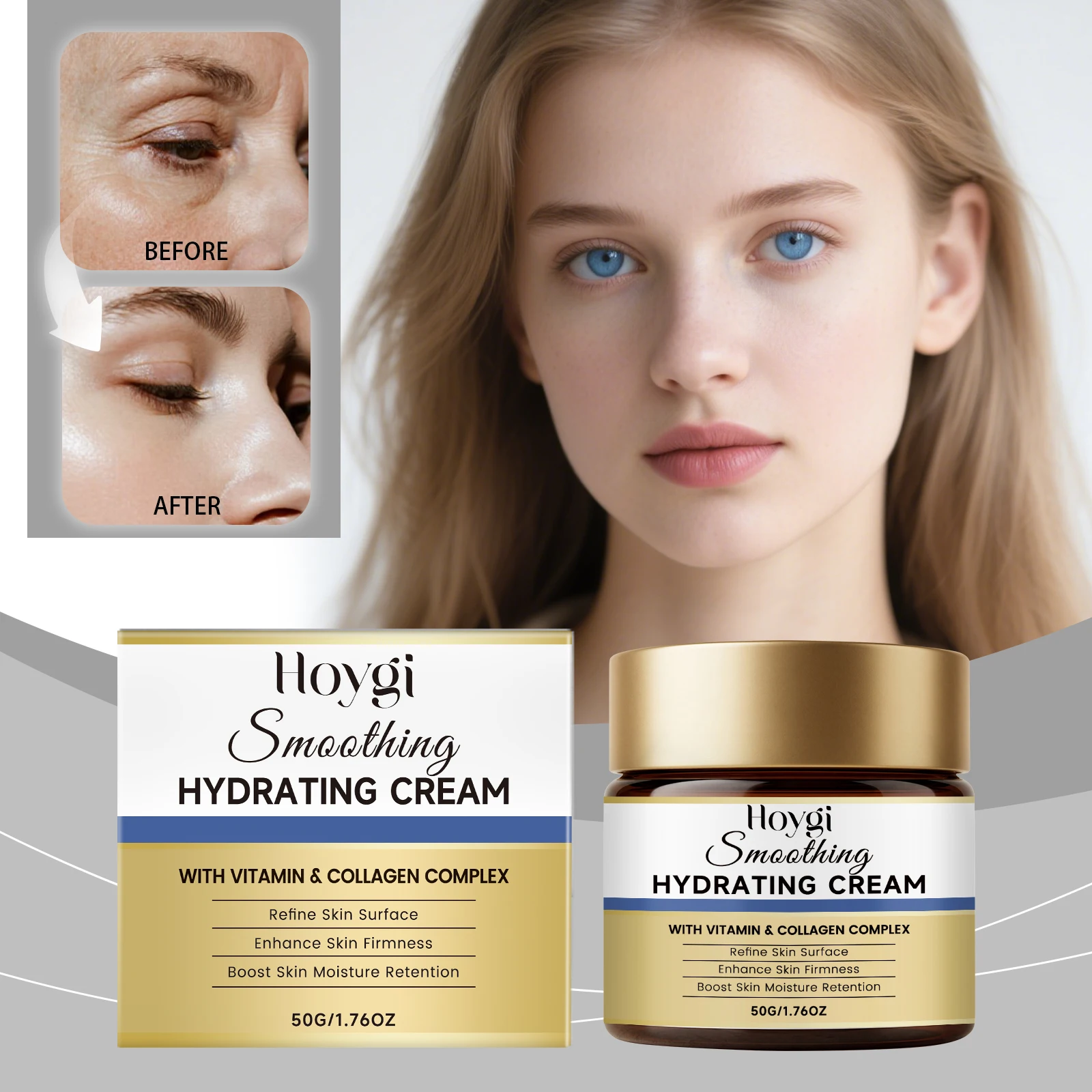 Hydrating Cream with Vitamin & Collagen Complex Refine Skin Surface Enhance Skin Firmness Boost Skin Moisture Retention