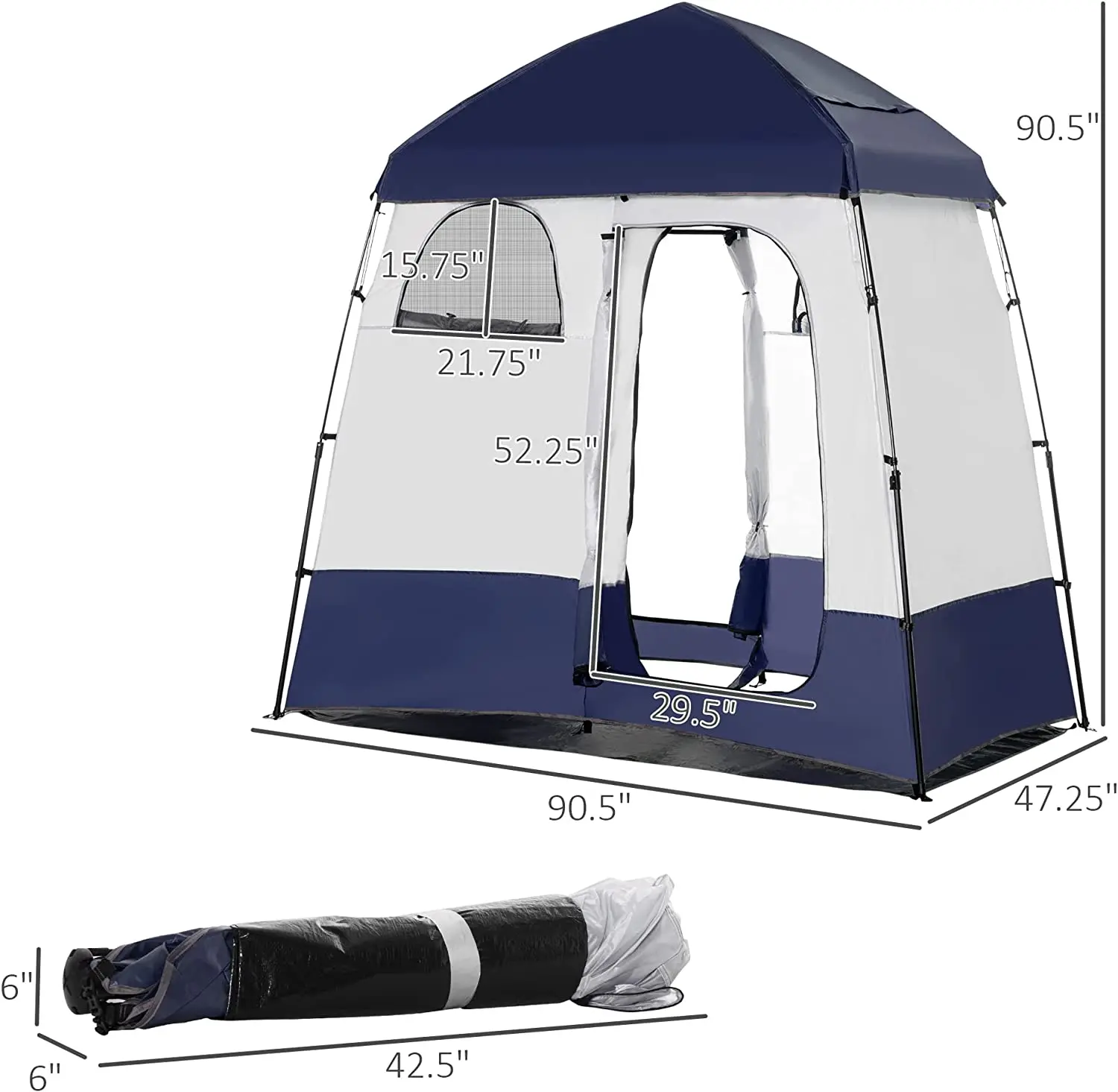 Pop Up Privacy Shelter for Camping, Dressing Changing Room, Portable Instant Outdoor Shower Tent Enclosure 2 Rrooms