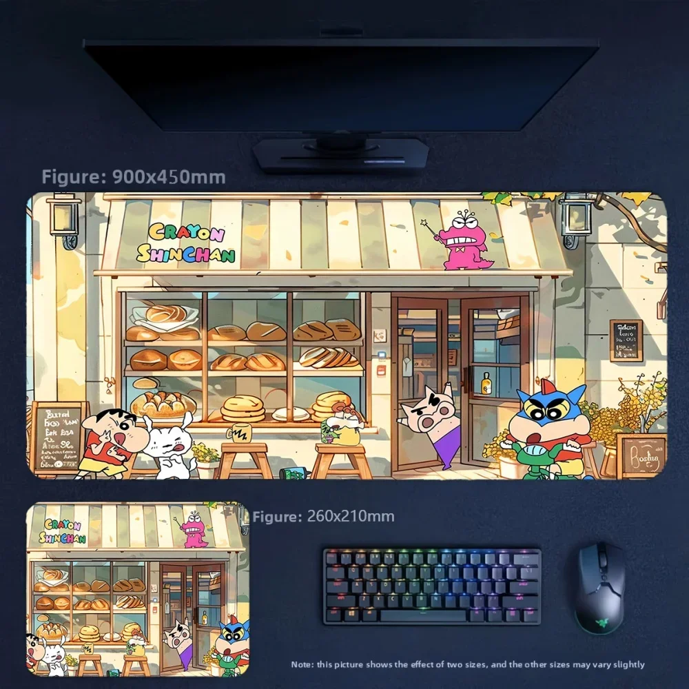Office High Quality Printed Comfortable Leather Table Mat Animation Crayon Shin-chan and His Friends Leather Non-slip Mouse Pad