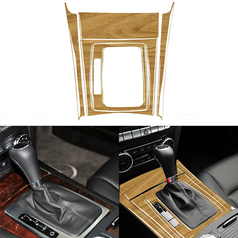 Gear Shift Panel Cover Yellow Wood Grain For C-Class W204 07-13 Replacement-A02G