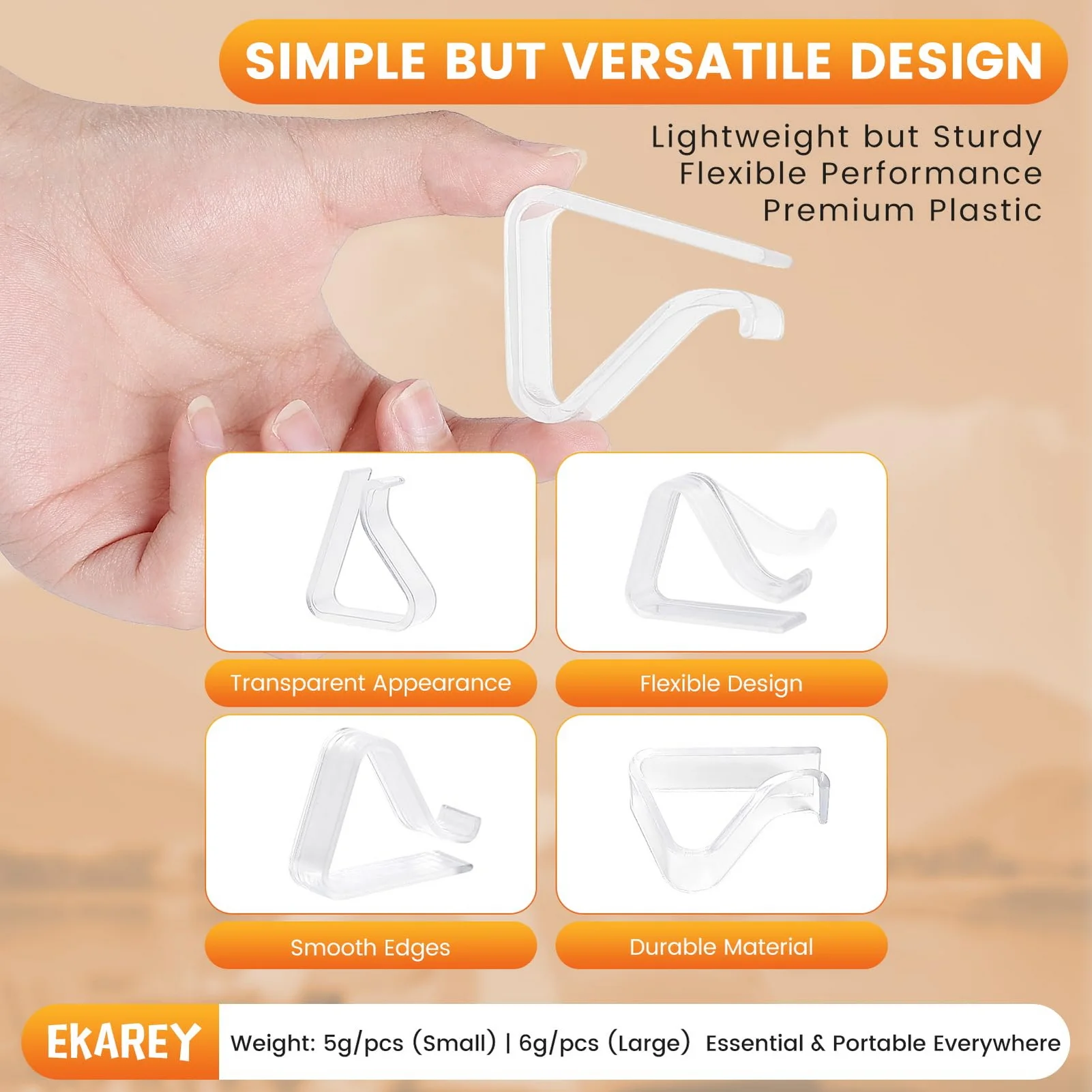 مشابك بلاستيكية شفافة لمفرش المائدة غير قابلة للانزلاق ومضادة للرياح لحدث عيد الميلاد والتخييم والنزهات #3