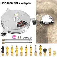 4000 PSI 15 Inch Pressure Washer Surface Ground Floor Cleaner Stainless Steel 3 Wheels for Karcher Lavor 1/4" Quick Connector 1