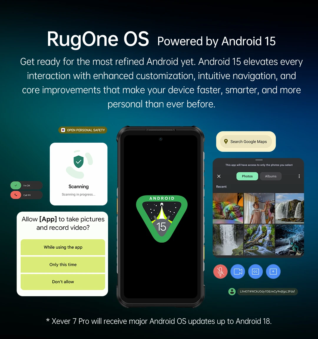 Ulefone RugOne Xever 7 Pro 5G Rugged Phone Thermal Imaging Android 15 Smartphone 512GB ROM 12GB RAM 120Hz AMOLED NFC 5500mAh