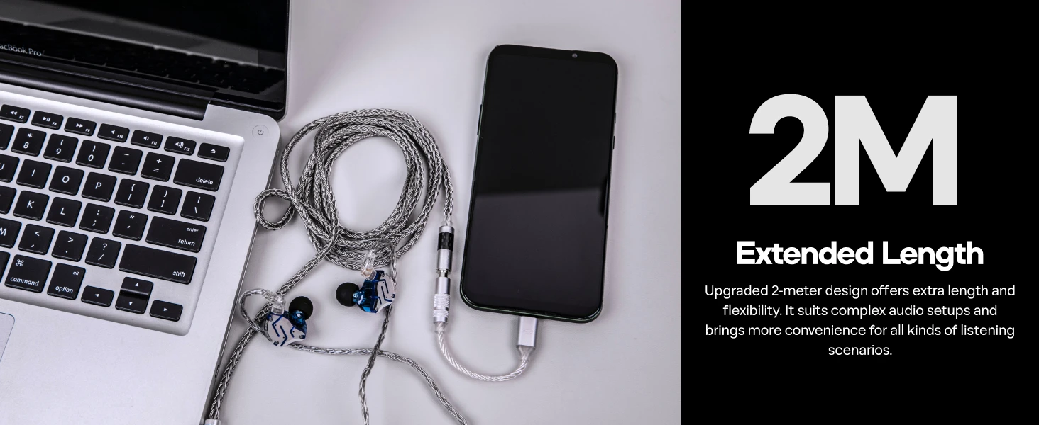 Tripowin Zonie 2 Meter 16 Kerne versilbertes Kabel SPC Kopfhörerkabel QDC MMCX 2 PIN für 7 Hz Null – Detail 2
