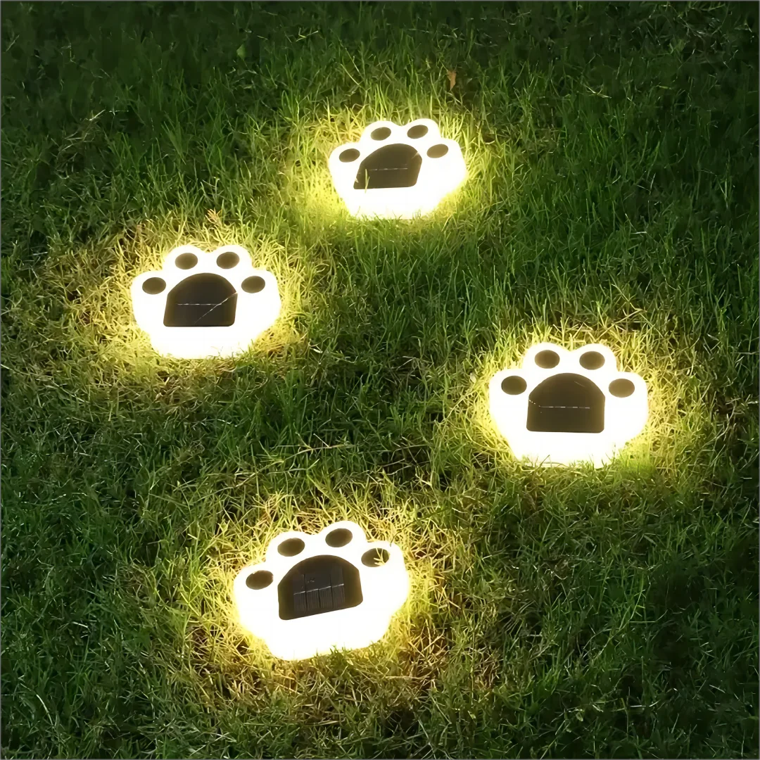 4szt Solar Paw Print Lights, Solar Garden Light, Waterproof Cat Dog Animal Path Paw Lamp, Led Path Lights, For Patio Garden Path