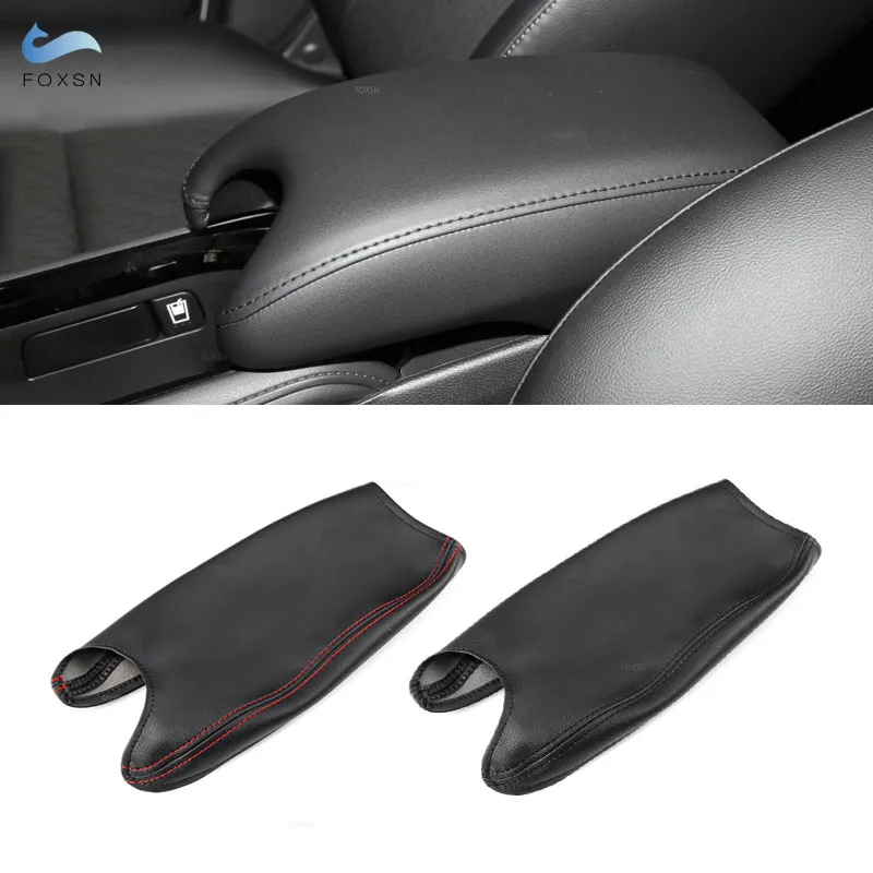 Car Interior Center Console Lid Armrest Box Cover Bandage Style Trim For Honda XRV Vezel H-RV Black / Gray Microfiber Leather