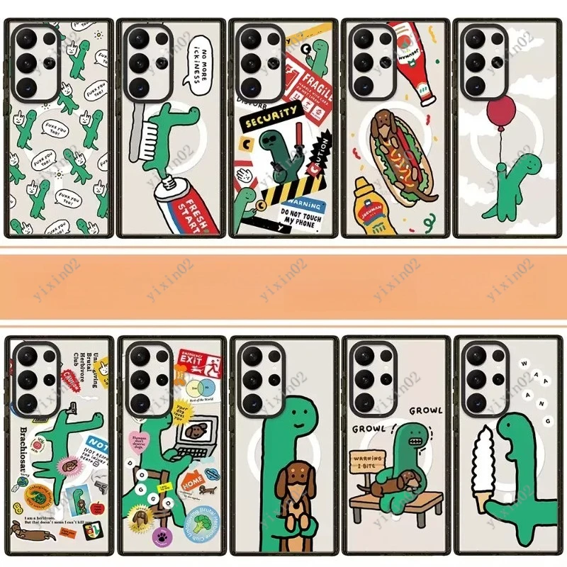 

Cartoon Dinosaur Design Protective Phone Case Fashion Acrylic Anti-drop Phone Case