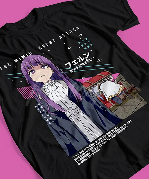 T-shirt For Anime Sousou no Frieren Fern y Frieren Atrapada en el cofre