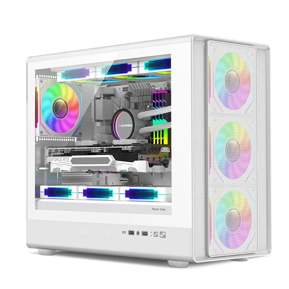 Power Train N1 MATX Desktop Case Vertical Glass Side Transparent Host Shell Support 360 Water-Cooled 420MM Graphics Card