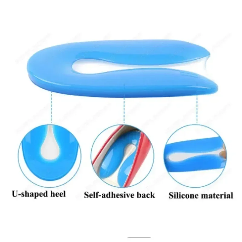 2pcs Foot Pain Relief Silicone Gel U-Shape Plantar Fasciitis Heel Protector Heel Spur Cushion Support Shoe Pad Feet Care Inserts