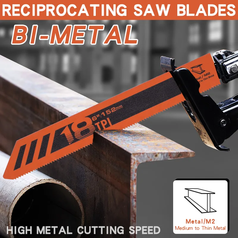 مجموعة شفرات القطع عالية الكفاءة للمناشير الترددية المعروفة أيضًا باسم "المناشير" في بعض سياقات مع شفرات برتقالية بطول 20 سم