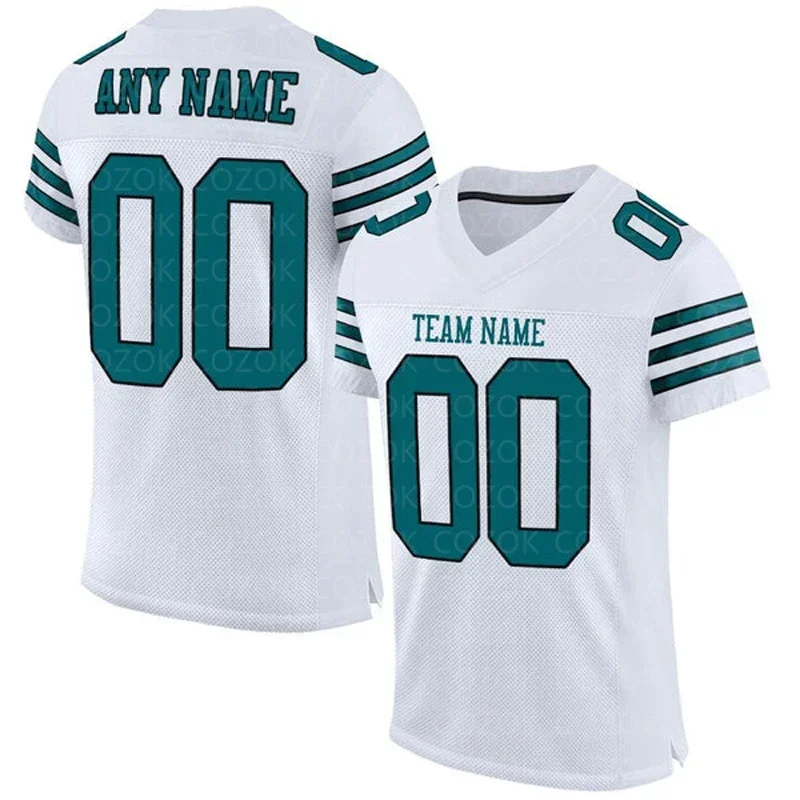 

White Light Green Customized Football Jersey for Men Football Short Sleeves Athletic Tee Shirts