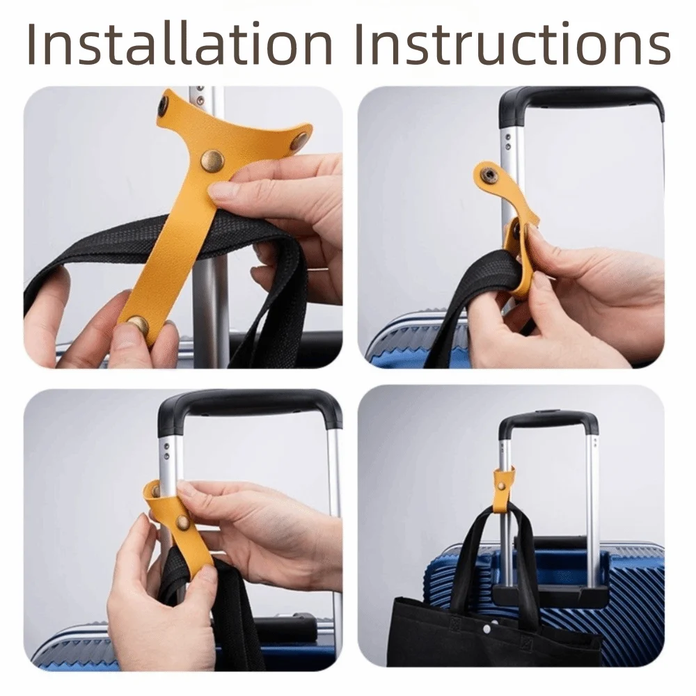 6pcs/set Adjustable Luggage Straps Leather Hook T-shape Baggage Organizer Belt Buckles Creative Fixed Belt Travel Accessories
