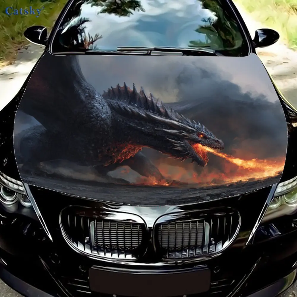 

Fierce Flame Dragon Car Engine Hood Vinyl Sticker Wrapped With Vinyl Film Engine Hood Decal Sticker Car Engine Hood Protective F
