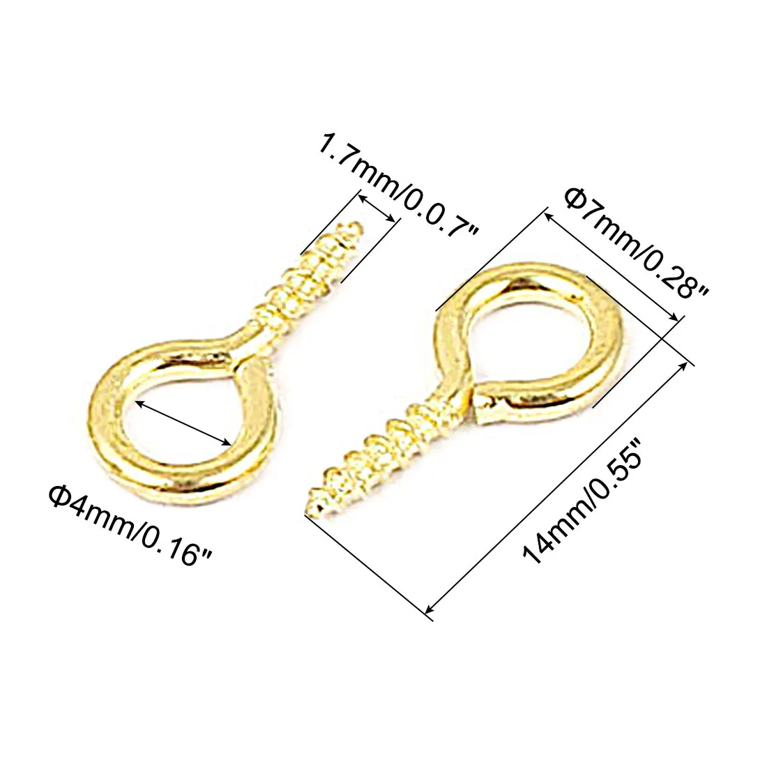 50/100Pcs Garden Vine Wire Eyelet Screw Eye Hook Self Tapping Eyelet Screws 1.7mm 1.9mm 2.3mm 3mm 3.1mm Thread Dia Silver Gold