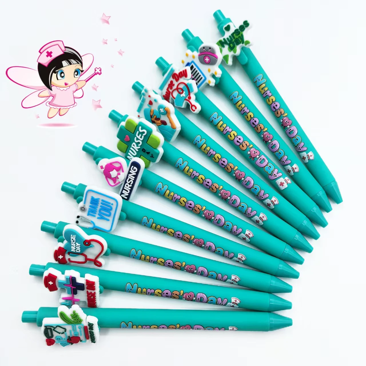 10PCS New Nurses' Day printed Ballpoint pens, creative medical care pens, Nurses' Day gift stationery