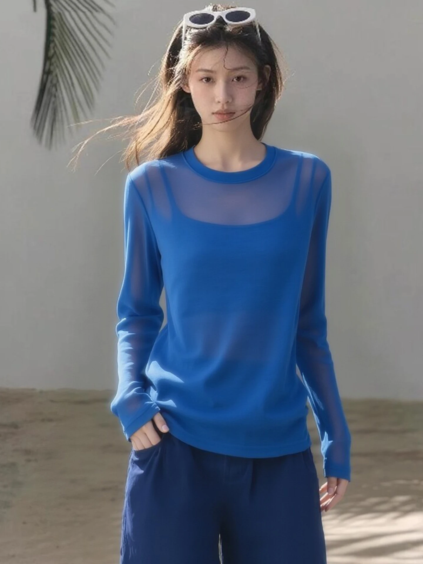 

Loose Korean Style Long Sleeve Crew Neck T-Shirt Breathable Anti-Aging Whitening Base Shirt Summer 2026 Casual Lazy Style Top