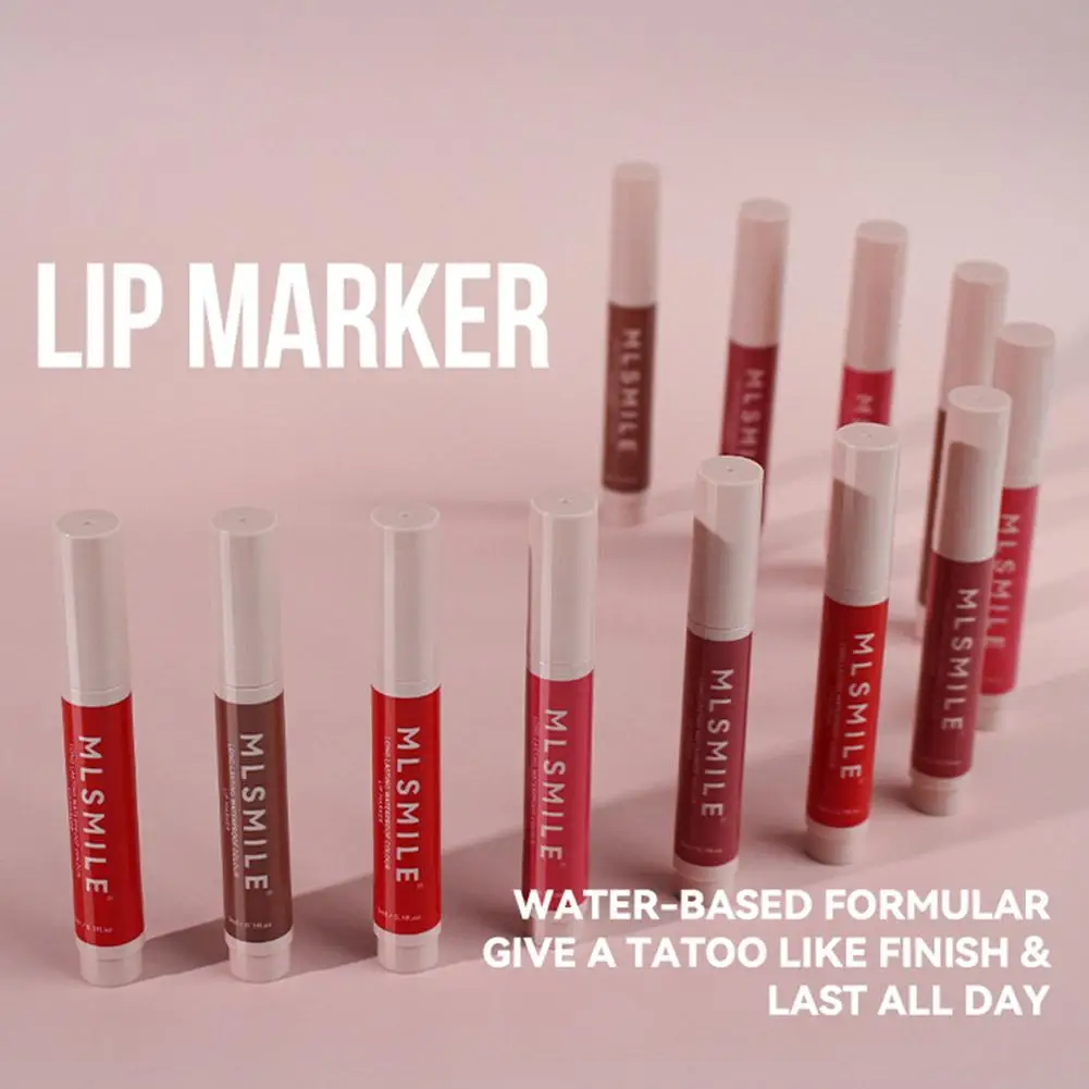 Lip Stain Marker กันน้ําสีติดทนนาน Effect Proof Non Finishing แต่งหน้า Smudge ปากการิมฝีปาก Lip Matte Sweat Hydrating L3Z6