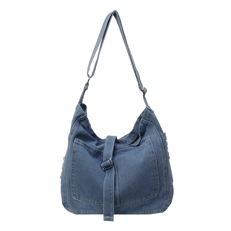 Denim Zipper Large Capacity Women's Shoulder Bags 2024 Fashion Sewing Thread Trend High Quality Summer Hot Sale Crossbody Bag