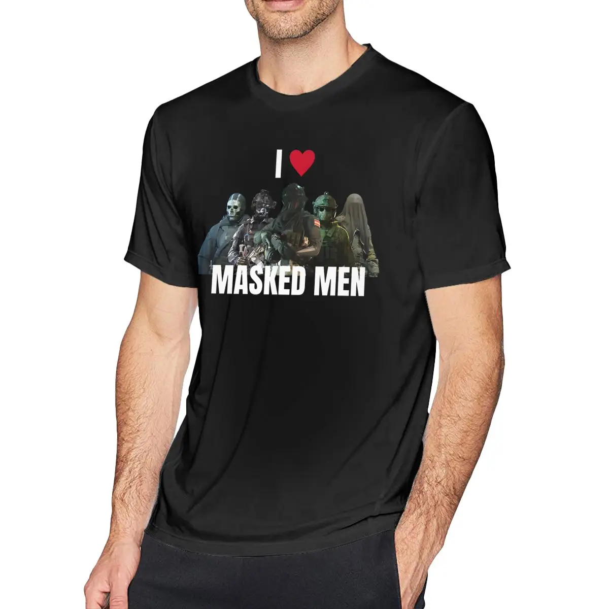 Men I Heart Masked Men T Shirt Call Of Dutys War Game 100% Cotton Clothes Leisure Short Sleeve Crew Neck Gift Idea T-Shirt