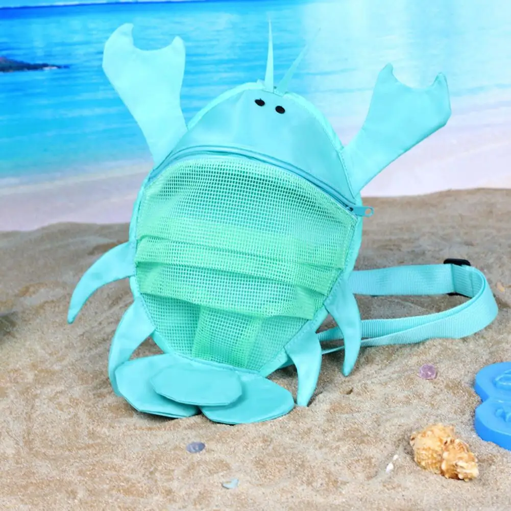 Cartoon Lobster Shape Kids Beach Bag Breathable Mesh Design Toys Shell Collecting Storage Bag Children Sand Tools Organizer