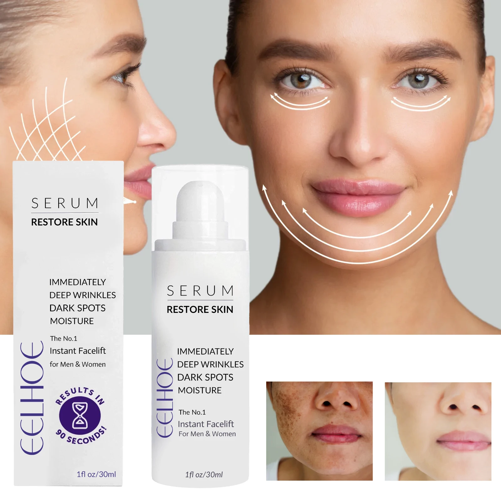 

EELHOE Rose Hip Oil Facial Essence уменьшает тусклость, исчезает тонкие линии, подтягивает эссенцию кожи, блокирует влагу