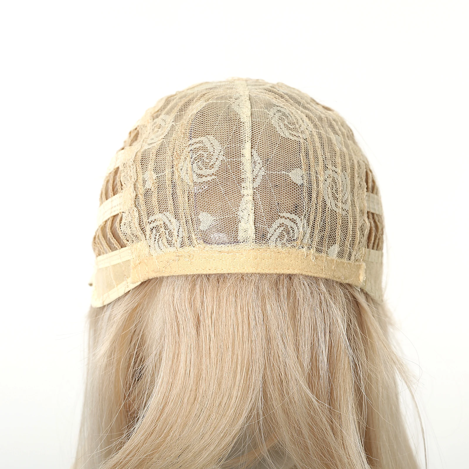 EASIHAIR Medium Length Blonde Straight Synthetic Wigs For Women Natural Blonde Hair Wigs With Bangs Daily Cosplay Heat Resistant image 6