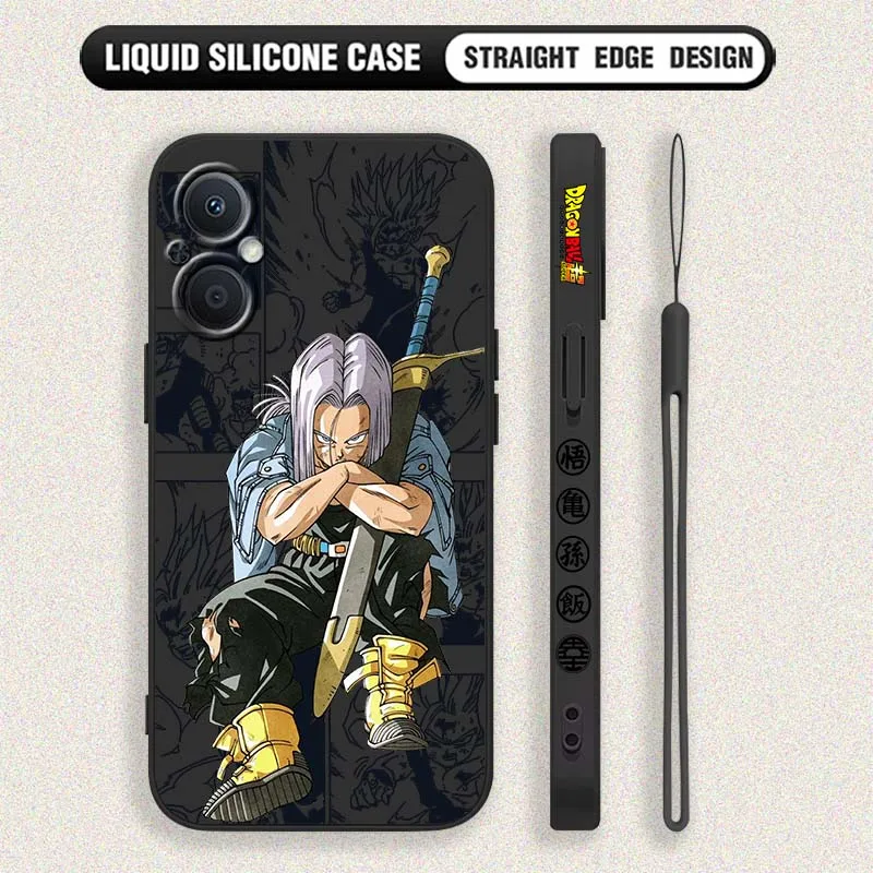 D-Dragon Ball Trunks Anime Cover For OPPO Reno 8 7 6 5 A96 A78 A74 A72 A58 A53 A40 A54s Lite 5G Liquid Left Rope Phone case